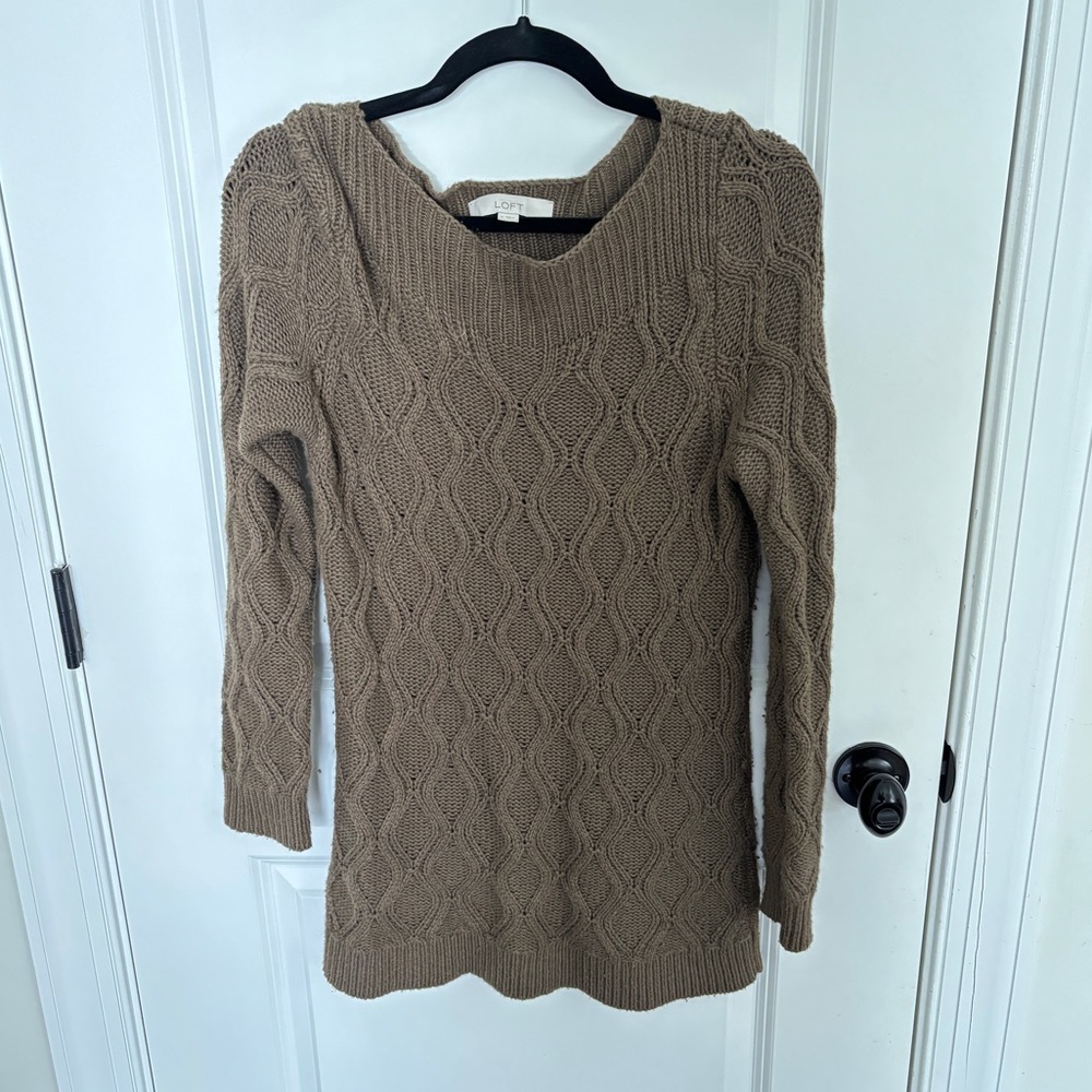 Olive Green Knit Loft Sweater. Size Medium